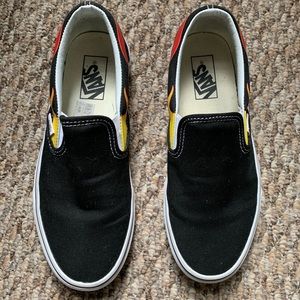 flame slip on vans